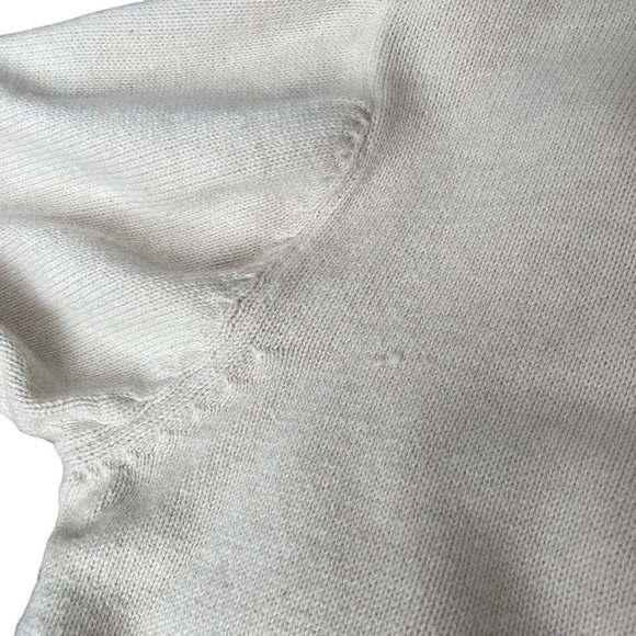 Chaps Cream Sweater 1/4 Button Up with Brown Elbow Patches Men's Small - Picture 10 of 10